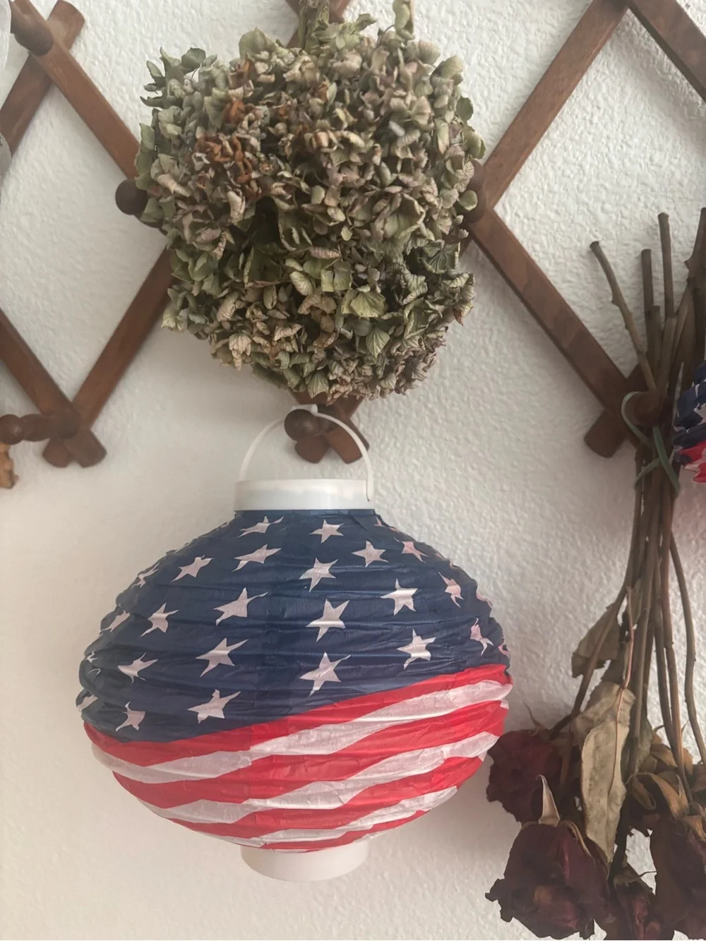 Patriotic Stars/Stripe Paper Lantern Hanging Battery Operated ONE Final Sale